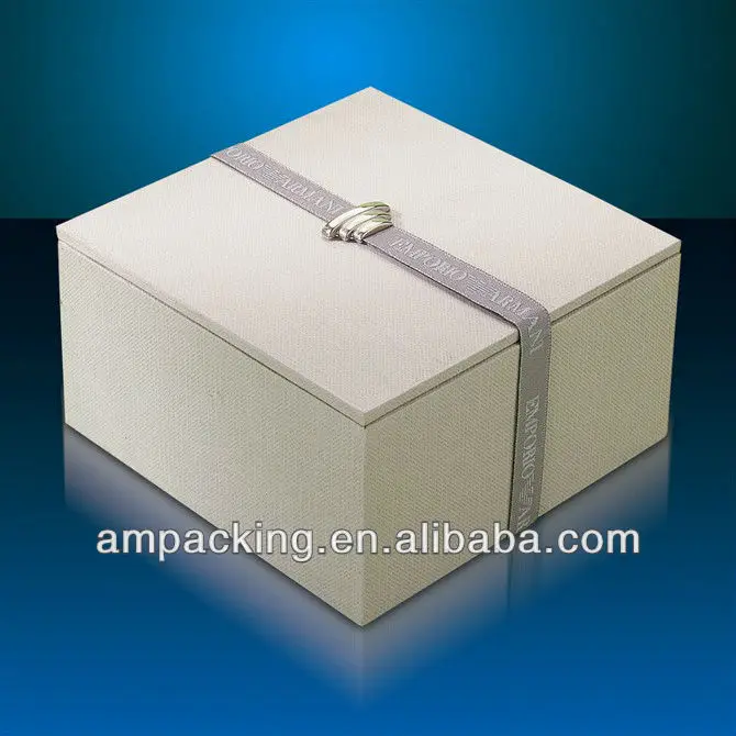 besopke quality hinged gift box with ribbon for belt packaging