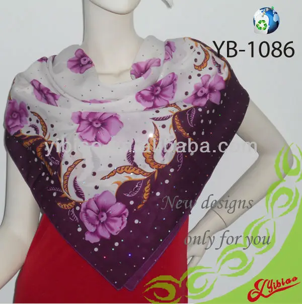 Printed High Fashion Customized Polyester Turkish scarves for promotion