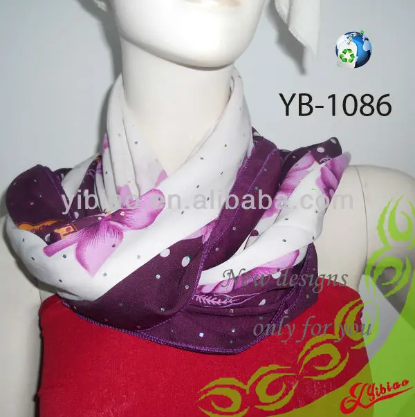 Printed High Fashion Customized Polyester Turkish scarves for promotion