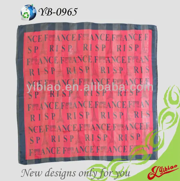 2016 Printing Square Satin Georgette Scarf For France