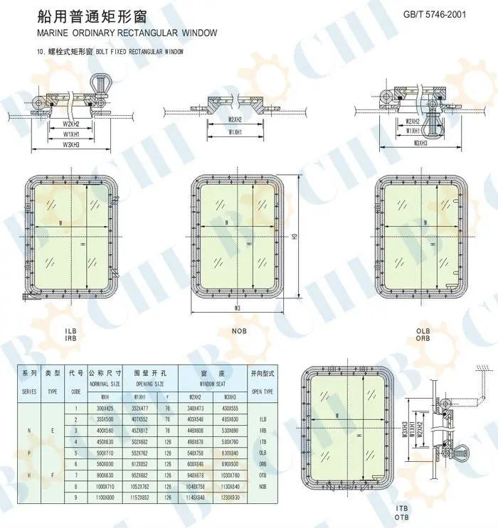 Marine Aluminum Frame Rectangular Window