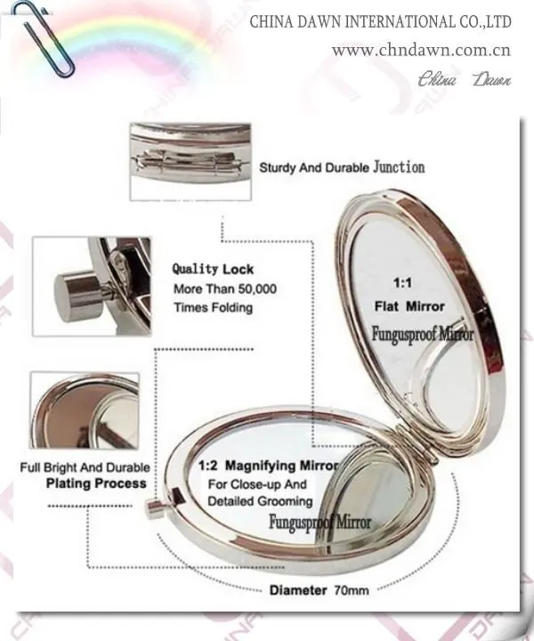 promotion gift silver comb mirror set with flower CD-MA017