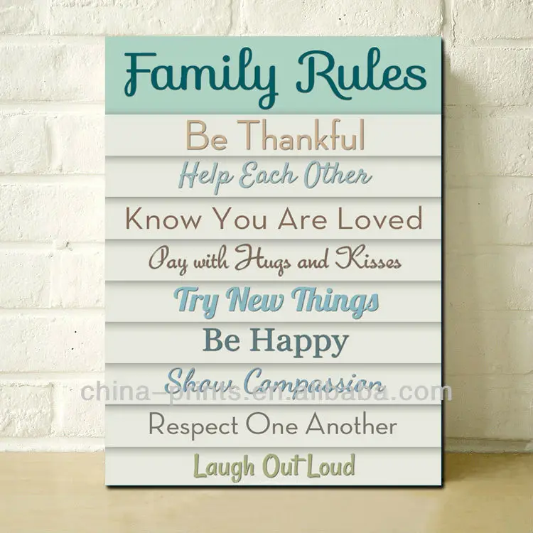 family rules picture print canvas house sign wall art gift