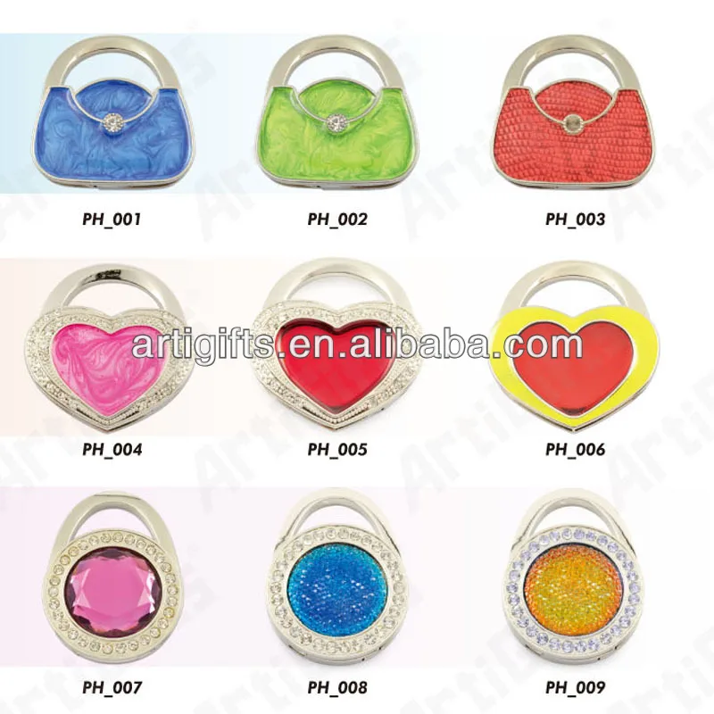 Wholesale heart shape folding bag hook for table desk bag hook