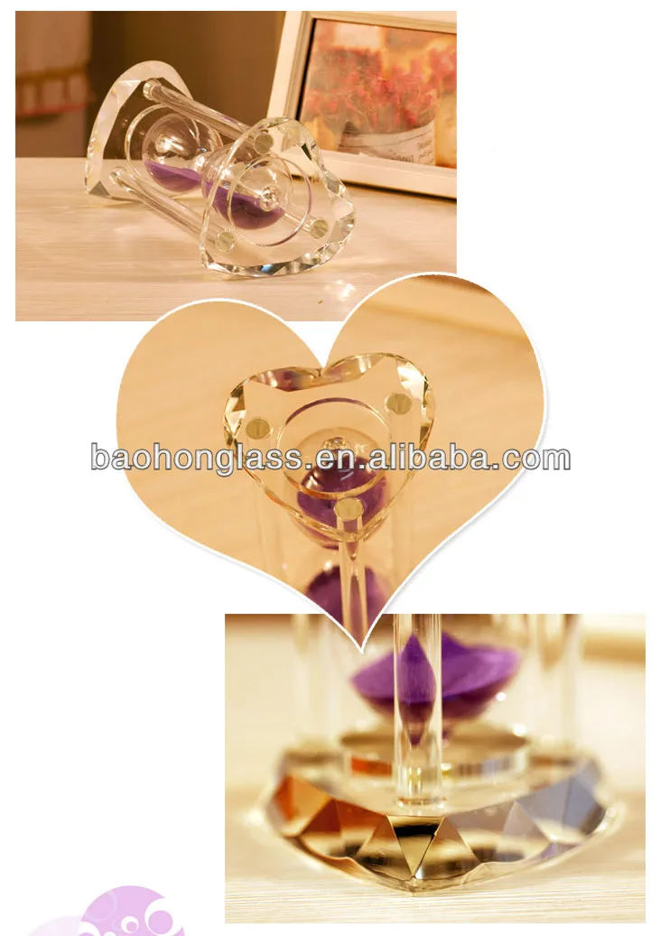 christmas gift clear crystal hourglass in heart design