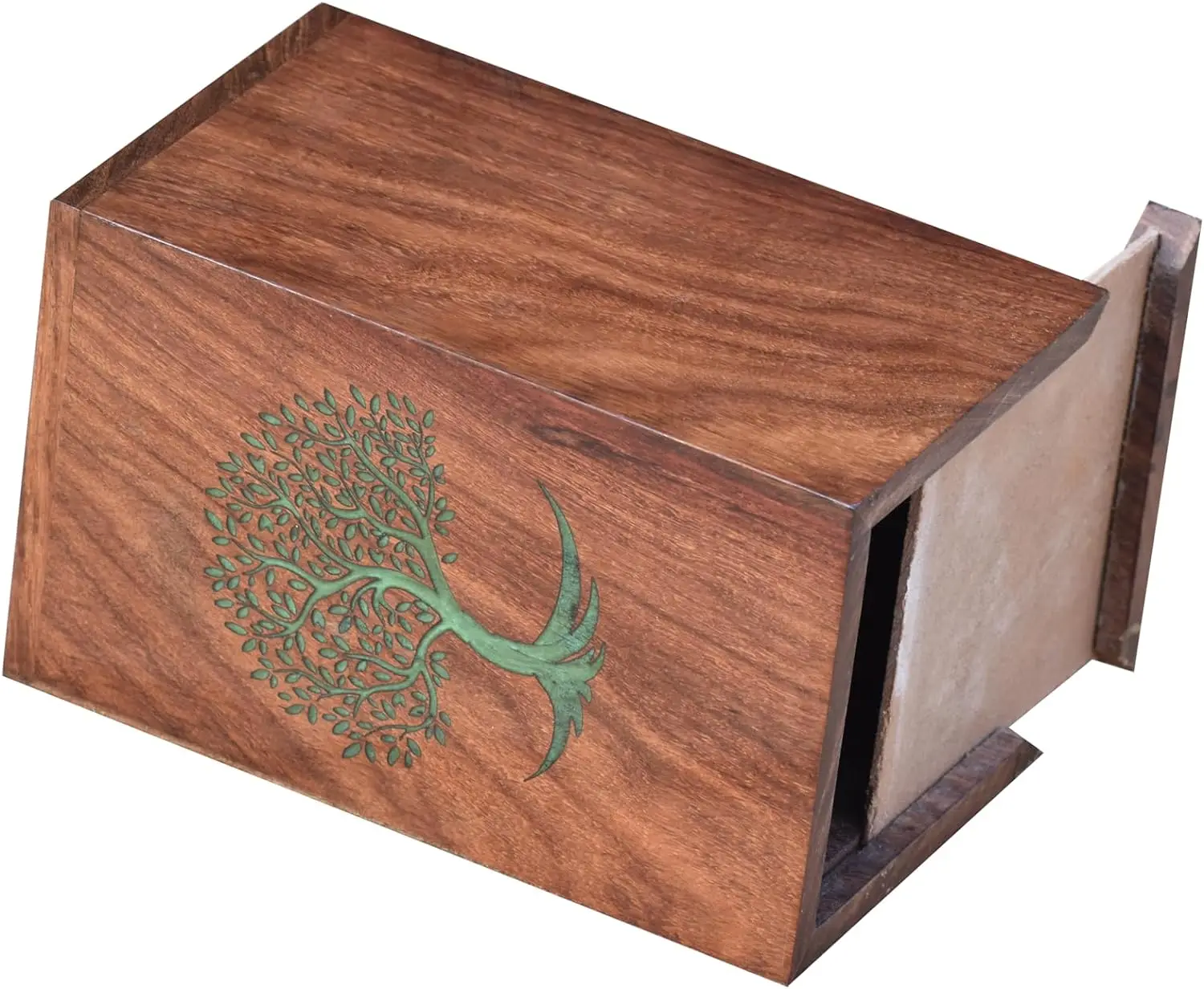 Resin Green Tree Of Life Urns Box Wooden Adults For Ashes Memorial