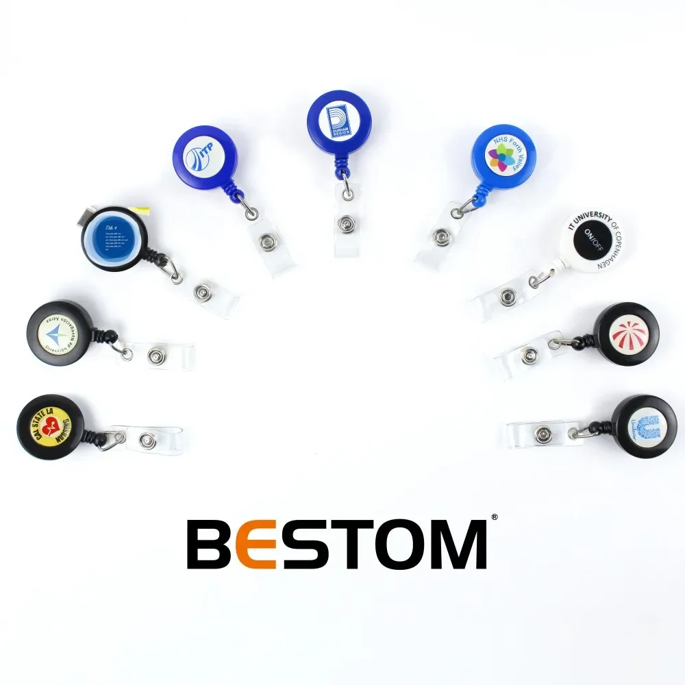 Bestom Custom Epoxy Resin Logo Retractable Id Name Card Holder Badge