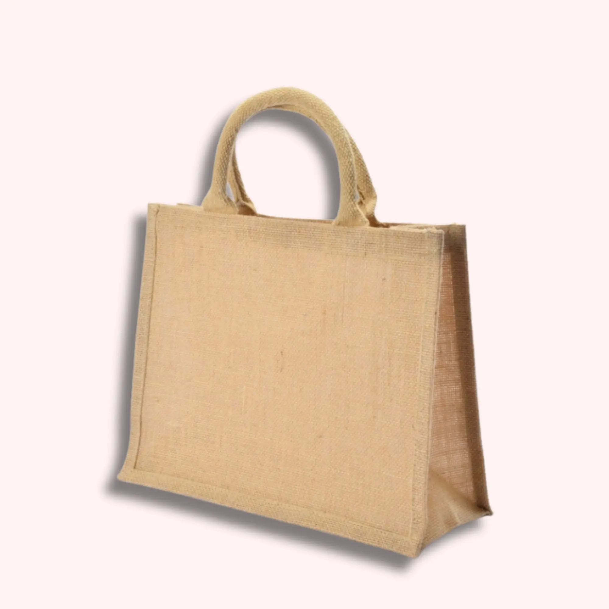 Extra Large Eco Friendly Natural Jute Shopping Bag With Cotton Handle