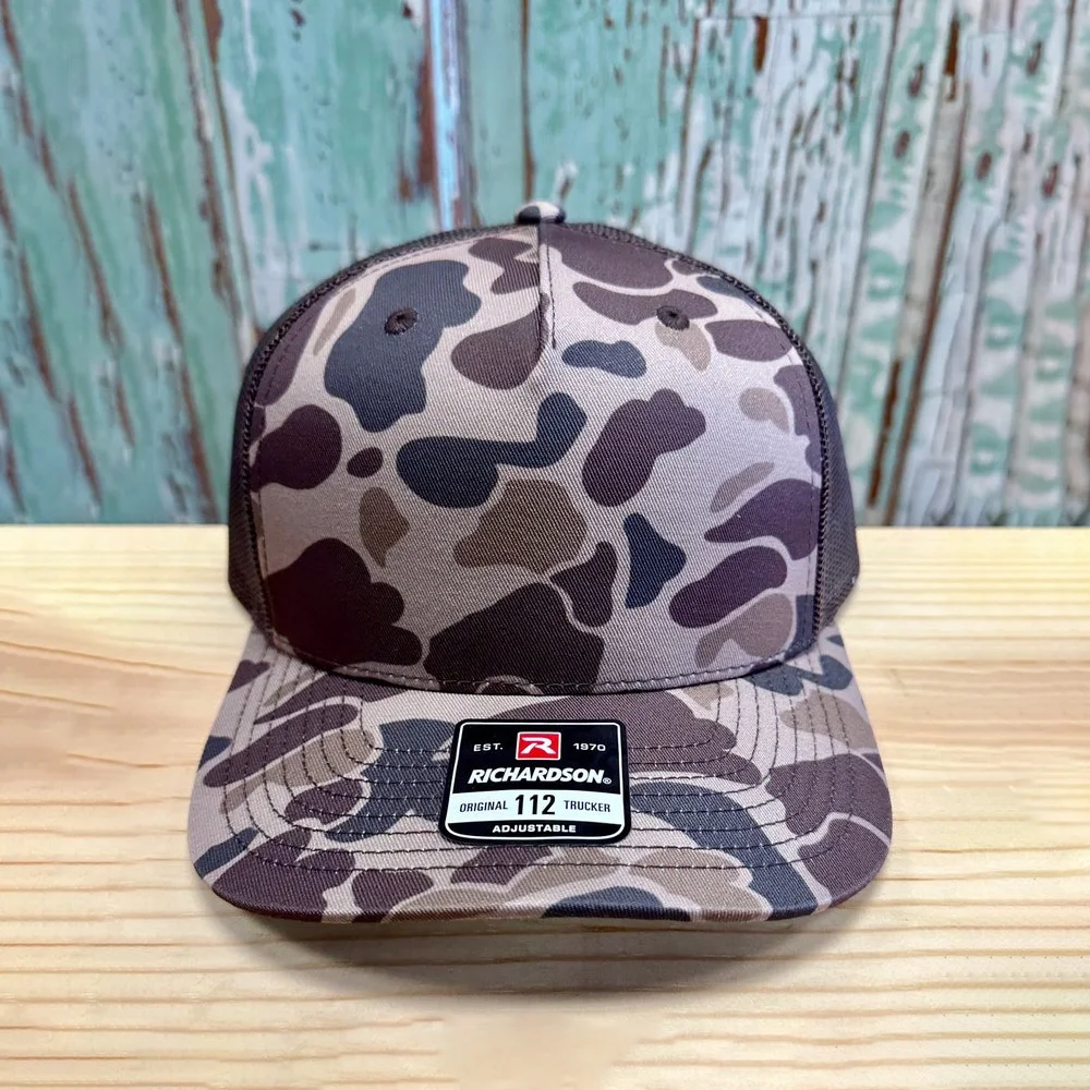 Wholesale Camo Richardson 112 Trucker Hat Snapback Mesh Back Custom