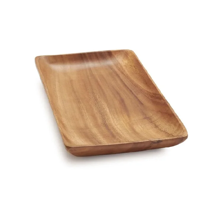 Modern Designing Wooden Serving Tray With Handles For Table Top Dark