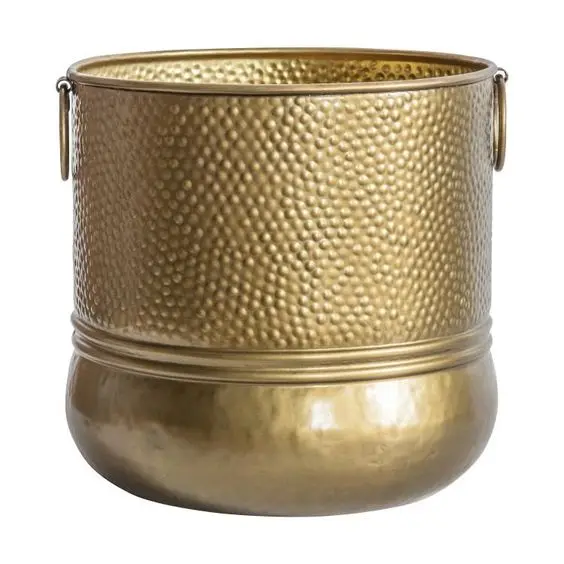 The Sleek Design Round Metal Planter Stunning Black And Gold Pots Are