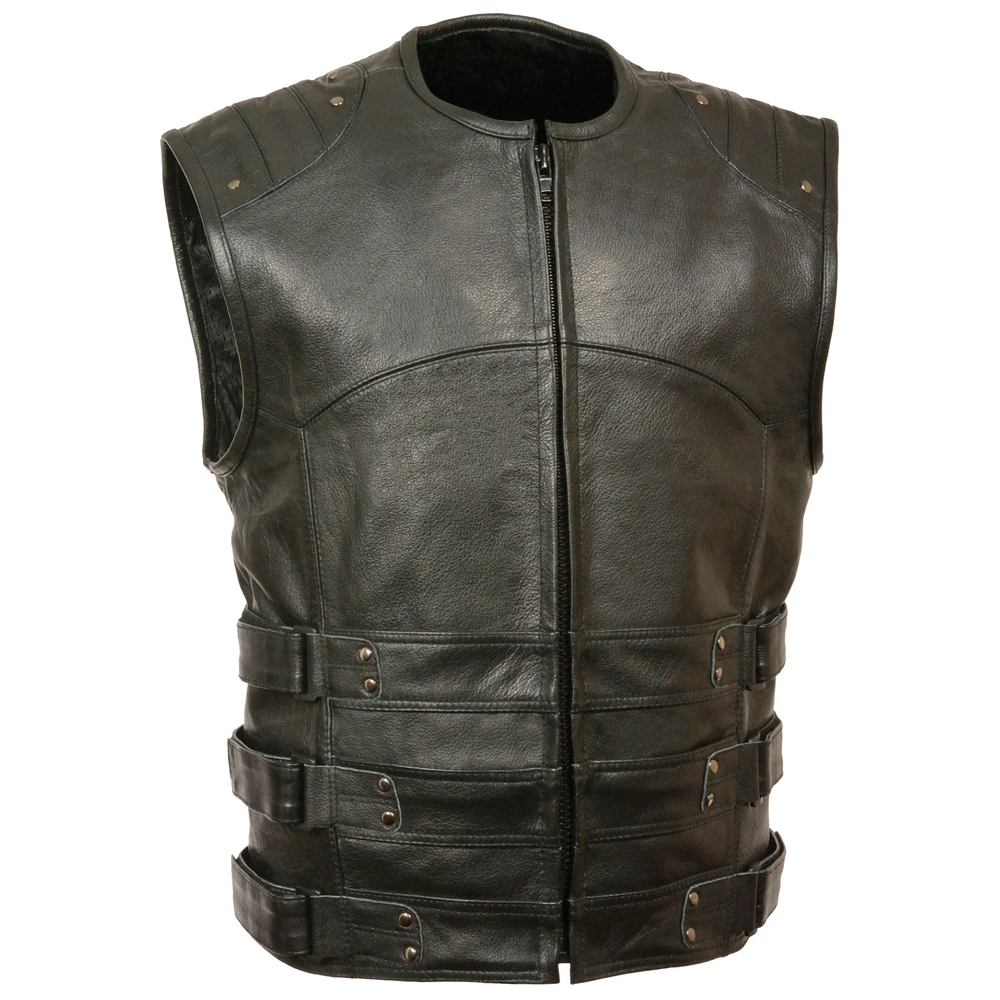 Men Professional Leather Vest Best Design Custom Logo Perforated