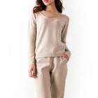 Fashion Style Wool Cashmere Long Sleeve Square Neck Jumper Women's Sweater