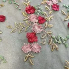 Netting fabric embroidery with 3D lace poly mesh ground multi color flowers fashionable color scarf use home textile