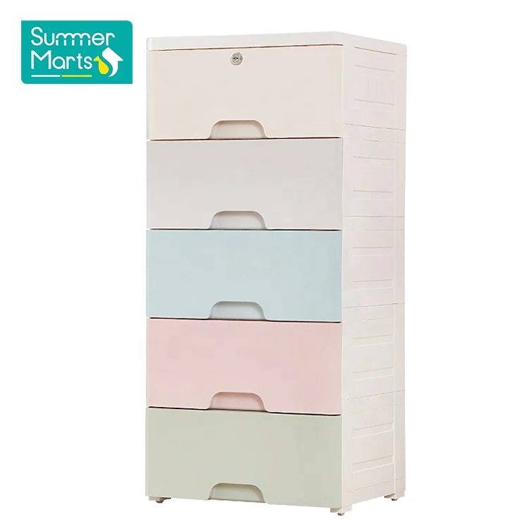 Hot Sale Rainbow Color Wardrobe Storage Plastic Drawer Cabinet