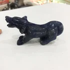 Wholesale natural blue aventurine hand-carved wolves used to decorate crystal wolves