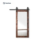 Hotel Sliding Barn Door Beveled Mirror Inlay Mdf Hanging Door