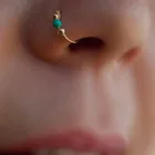 Steel Ring Piercing Fashion Retro Turquoise 316L Stainless Steel Nose Ring Hoop Women Body Piercing Jewelry