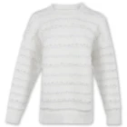 Sweater customize pearl beading women knit sweater fancy yarn stripe crew neck pullover knitwear sweater