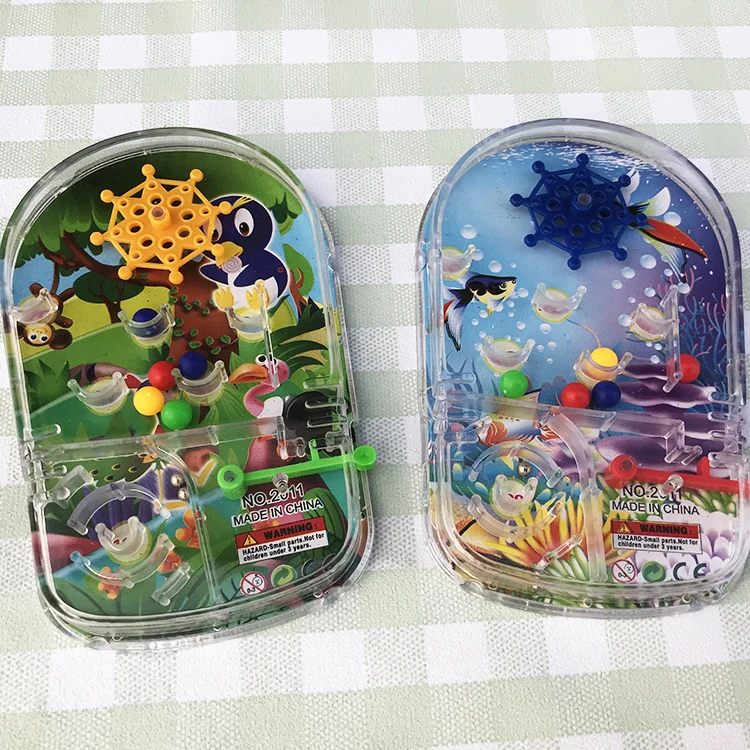 Promotional gift kids custom design paper card background mini plastic maze pinball game toy