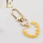 Heart Shaped Steel Wire String Rubberized Beaded Lobster Clasp Keychain