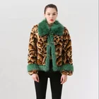 QIUCHEN- QC19043 vintage real rex rabbit fur leopard pattern luxury jacket with fox trim coat