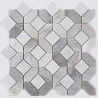 Carrara Hexagon with Square Pattern Marble Waterjet Mosaic Tile