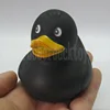7cm mini black rubber duck with logo print, promotional black bath duck toy , floating black duck