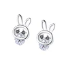 Manufacturer dainty simple rabbit with stunning zircon 925 sterling silver stud earrings