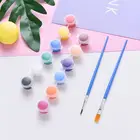 Acrylic Paint Pot 3ml 12 Colors Neon Colours Acrylic Paint Pot Strip Set Of 12 With 2 Brushes For Stone And Ceramic DIY