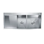 china suppliers commercial table top handmade double bowl stainless steel kitchen sink with drainboard kitchen+sinks