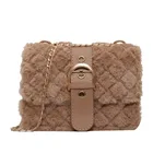 Hot Selling Designer Fashion Winter One Shoulder Bag Soft Plush Lady Chains Lock Crossbody Bag For Women