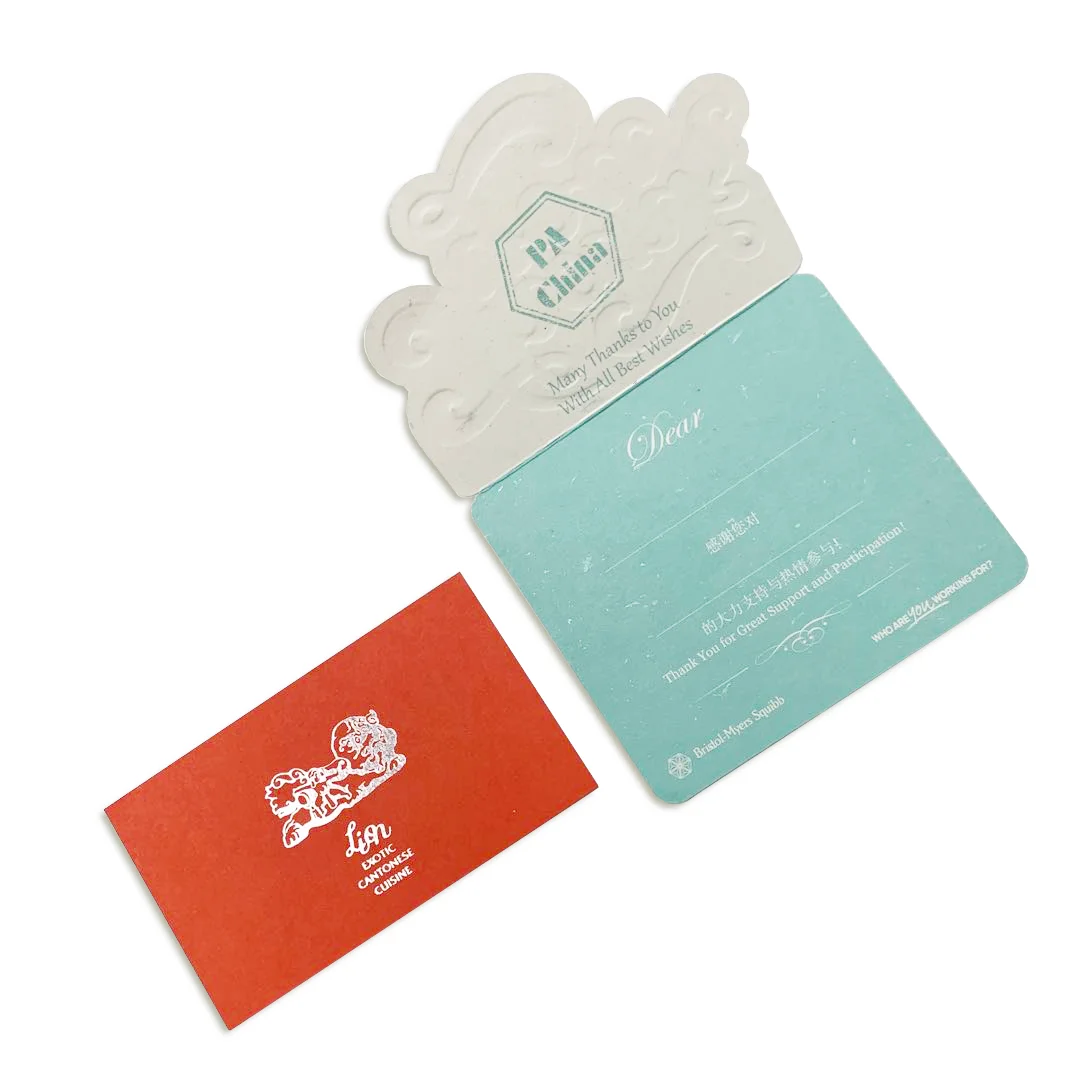 luxury folding gold foil printing thank you greeting card, high