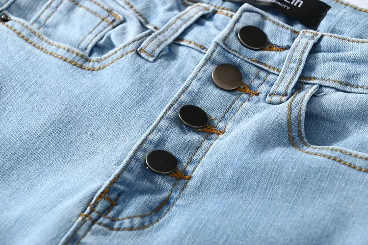 OEM Custom Factory Stretched Skinny Trousers Denim Fabric High Waist Women Jeans