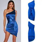 Custom Polyester One shoulder night sexy club wear bag hip dress for Ladies