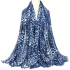 Ladies women's lightweight floral print mixture shawl cotton blended leopard scarf