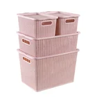 Household Stackable Weaving Hollow Clothing Organizer PP Plastic Durable Storage Box With Lid