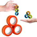 Stress unzip trick strong ferrite magnetic finger nose ring shape case spinner toy