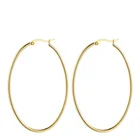 Large Hoop 18K Gold Plating Thin Line Stainless Steel Oval Earrings For Women Wholesale E5476