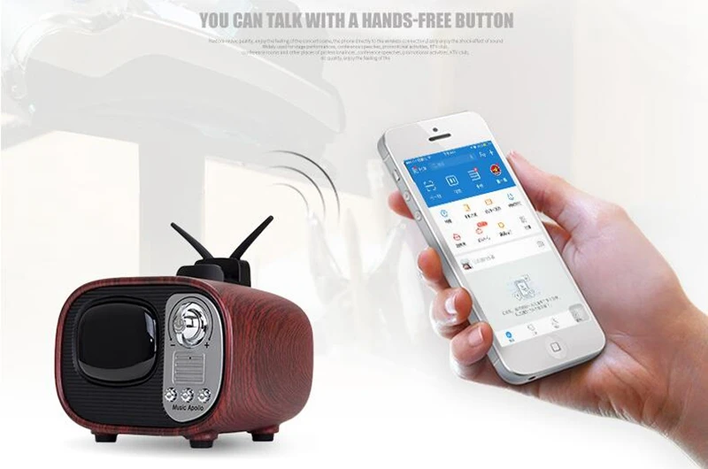 Creative retro TV shaped mini portable QI charging wireless speaker home - ANKUX.COM