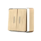 New Design Hot Sales gold electric wall switch and socket 2 gang 1 way switch