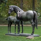 life size bronze horse sculpture lovely Mare and foal statue