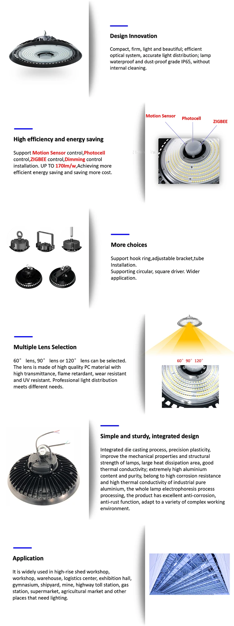 ETL DLC shenzhen factory selling waterproof 170lm/w high bright white workshop high bay 100W 150W 200W zigbee led high bay light - ANKUX.COM