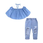 China Wholesale Cotton Cute Summer Baby Girl Off Shoulder Boutique Clothes Set