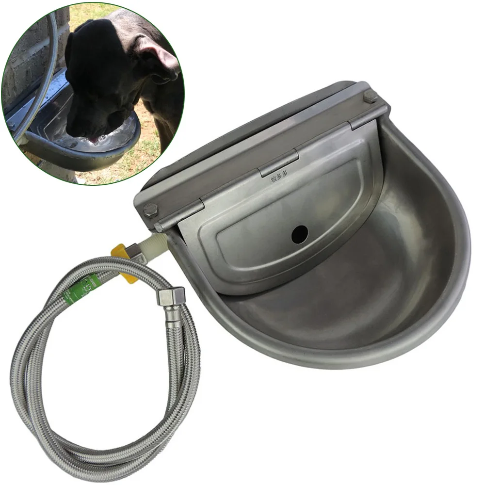Stainless Pet Animal Automatic Water Feeder With Pipe Horse Goat