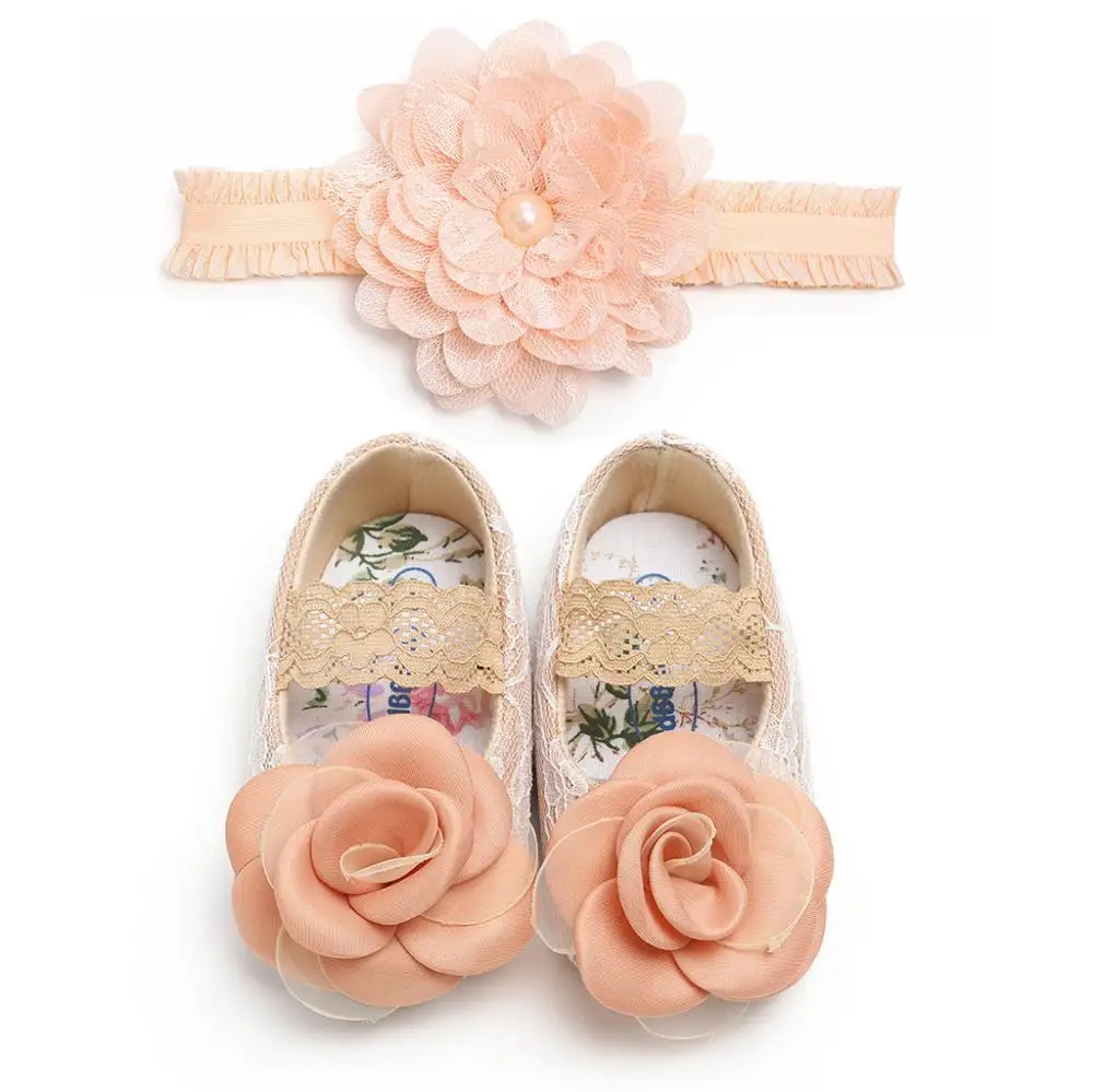 Floret Classic Baby Shoes Soft Soled Antiskid Walking Shoes with Headband manufacture