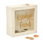 Customized wooden glass bank money cash coin storage box frame 3D Shadow Box