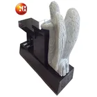 Natural Stone Polished Black Granite Heart Shaped Angel Monument &Angel Statue Gravestone Cemetery Headstone Memorials