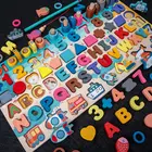 Multifunctional Macaron Traffic Number Shape Logarithmic Board Fishing Wooden Jigsaw Puzzle Educational Toy