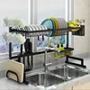 Dish drying rack stainless steel kitchen utensils and appliances above cistern store content rack
